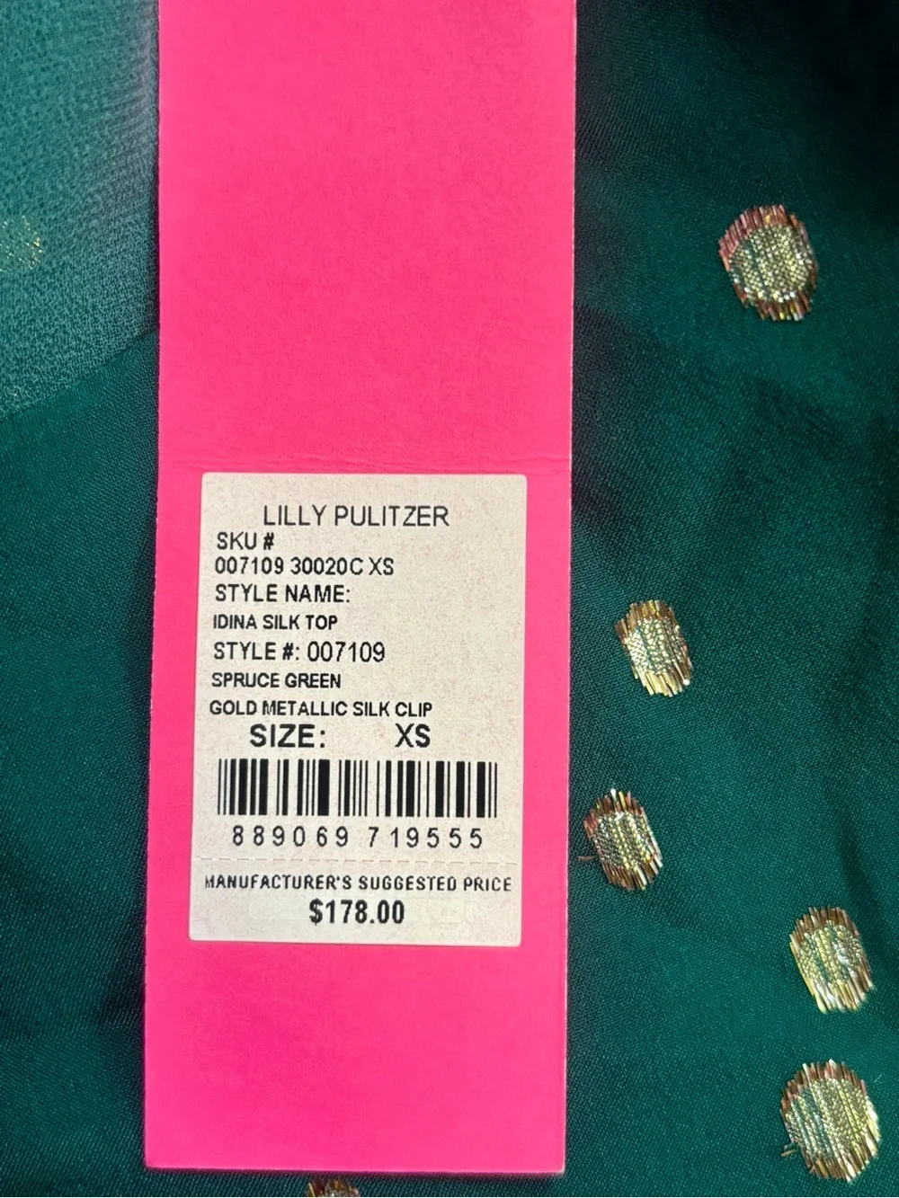 Lilly Pulitzer ladies green silk Idina long sleeve blouse NWT! MSRP $178!